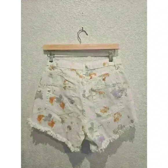 Wild Fable Highest Rise Shorts Women Tie Dye White Raw Hem Button Fly - Picture 2 of 3